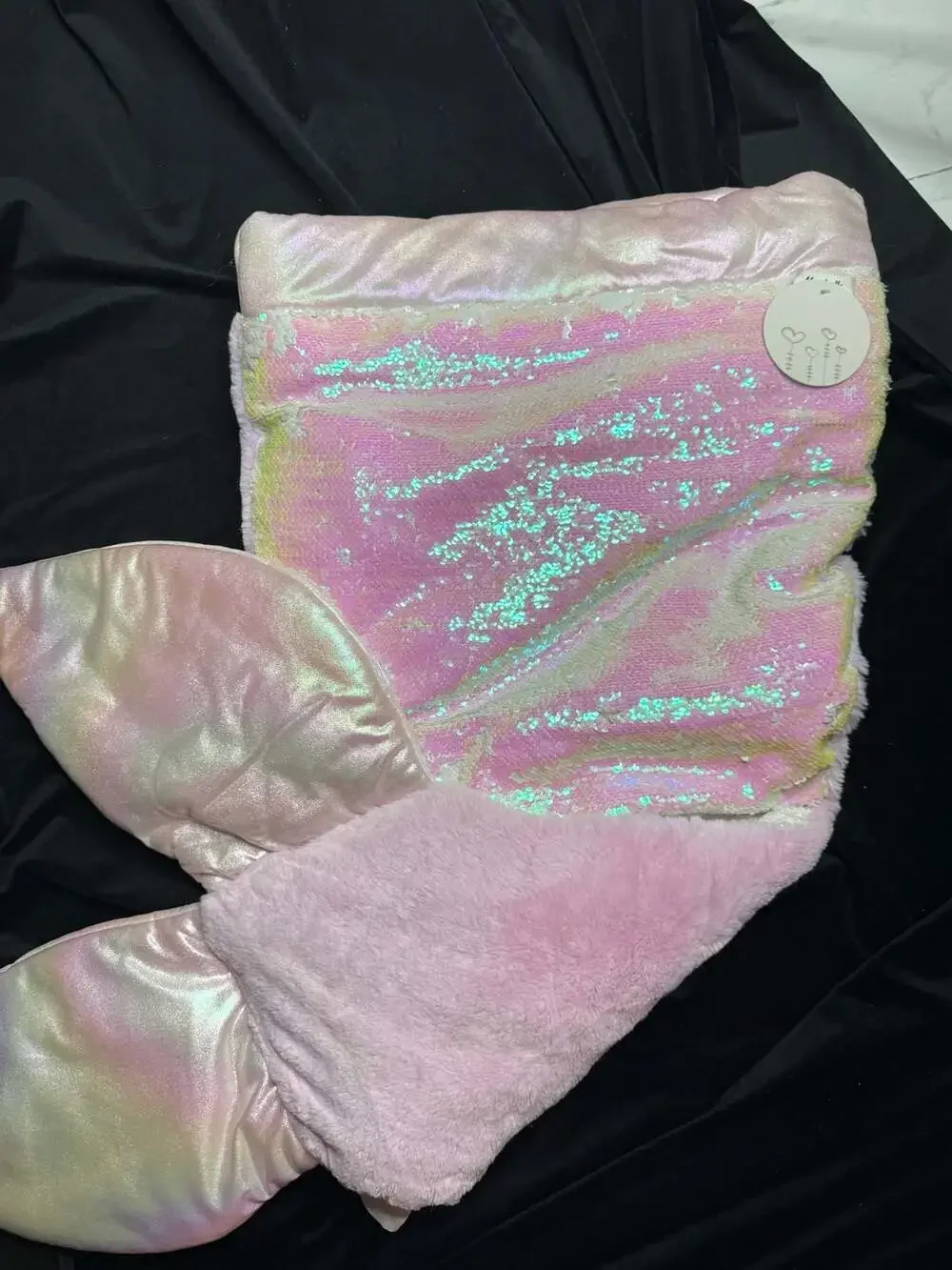 Iridescent Pastel Sequin Mermaid Tail Snuggle Blanket